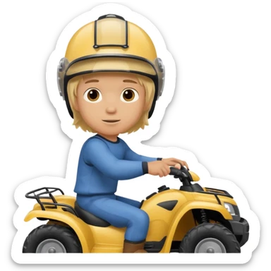 Please make a young blonde boy riding a four wheeler sticker
