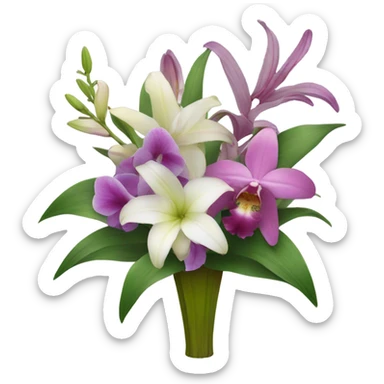 Boquet full of lilys and orchid sticker