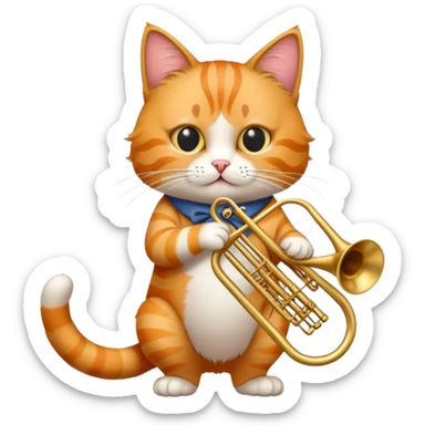 cat playing trombone sticker