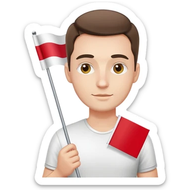 modern man holding Polish flag sticker