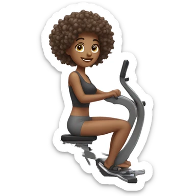 girl with curly hair on pilates machine sticker