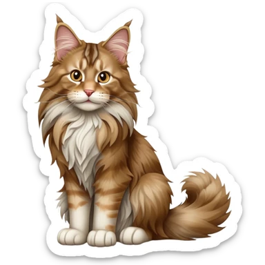 cinematic-[maine coon cat]-realistic-full-body-sitting-emoji,-tail-curled-playfully-around-its-paws,-head-tilted-dramatically,-scruffy-[maine coon]-fur,-simplified-yet-realistic-focused-features,-highly-detailed,-glowing-with-an-almost-sarcastic-glow sticker