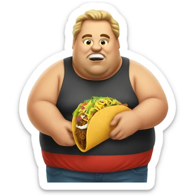 fat man eating taco sticker