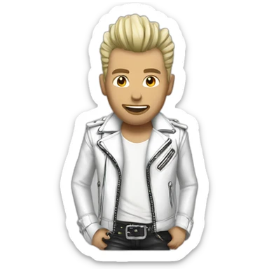 Punk rocker man with white leather jacket sticker