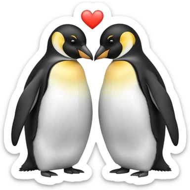 2 emperor penguins facing each other making a heart but no heart emoji added sticker