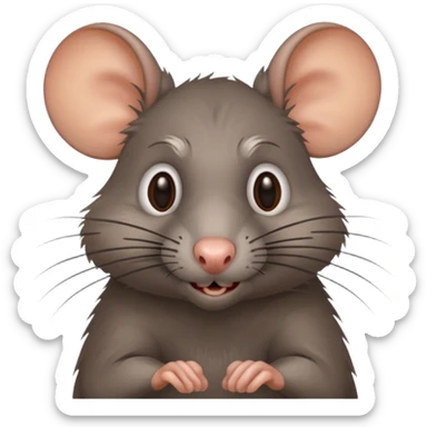a crazy rat with grey fur sticker