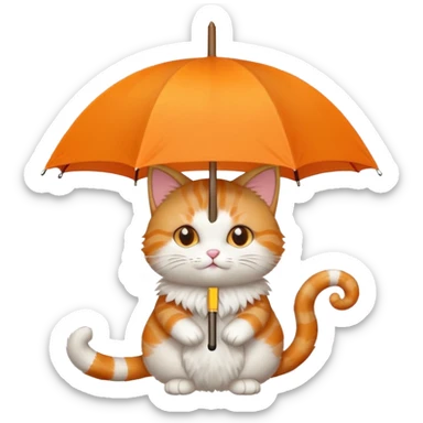 cat holding an umbrella sticker
