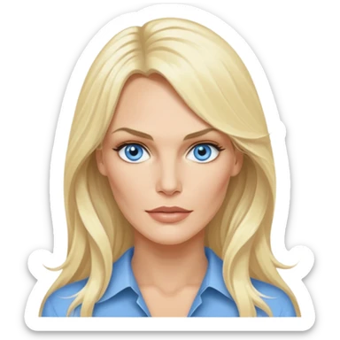 Daryl Hannah with blue eyes, long hair sticker