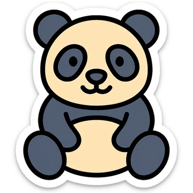 panda bear, color icon style, friendly and cartoonish sticker