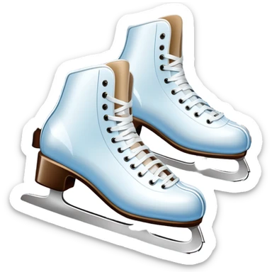An icon showing In the background, twinkling lights, winter trees, and cheering spectators create a festive atmosphere. a pair of elegant ice skates gliding across a smooth, frozen rink with snowflakes in the air. Transparent background highlights the grace and charm of ice skating. sticker