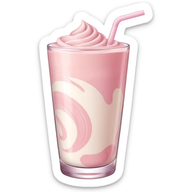 Glass of creamy strawberry milk  sticker