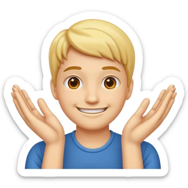 smiling face posing with hands under chin sticker