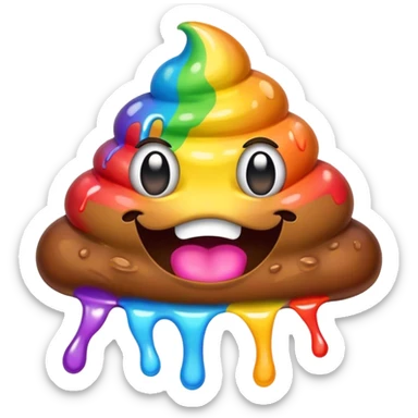 melted rainbow poop emoji monster sticker