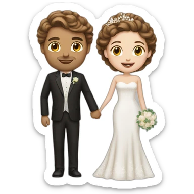 white couple people wedding brown hair sticker