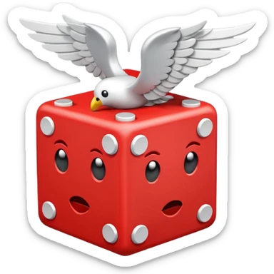 red being the block itself while the white parts are the question marks which are used in all of the lucky blocks, corners, and face. It has 2 white wings on each side like the other Lucky Blocks. It is doing  emoticon: the :3 face. sticker