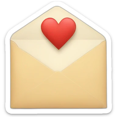 W shaped envelope, with a heart coming out sticker