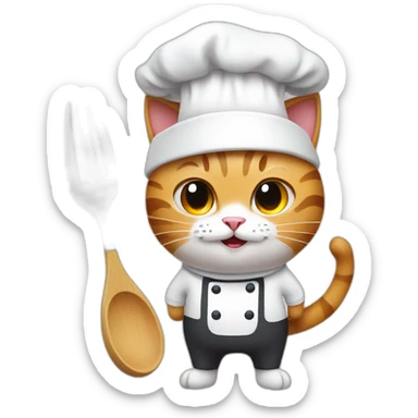 Cat chef with pan sticker