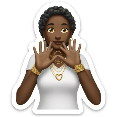 heart hands with gold jewelry rings  sticker