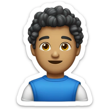 quero um emoji de um cara de cabelo cacheado curto musculoso com uma camisa azul escrita "tommy" sticker