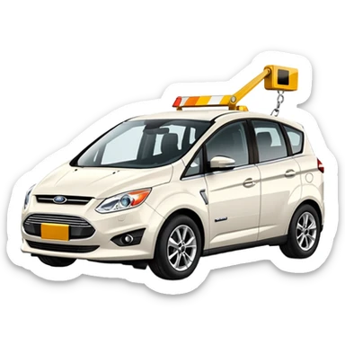 white ford car c max being towed sticker