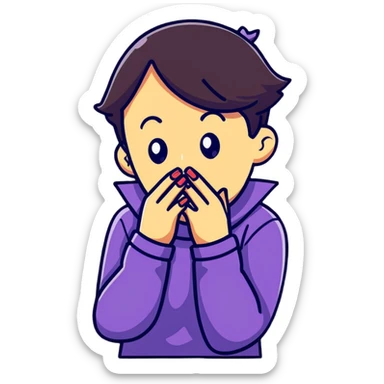 Nervous character biting nails sticker