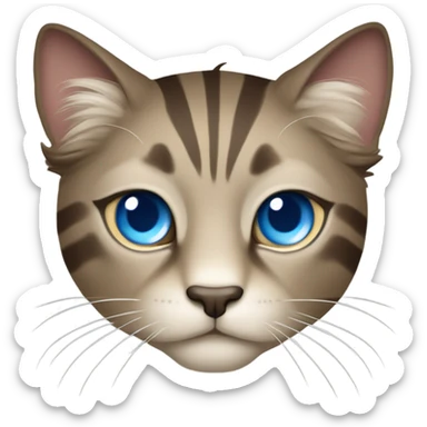 Birma cat with blue eyes, a dark brown Face like a Lion with stripes and a dark brown legs and the Rest ist Light beige  sticker