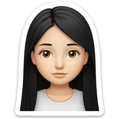 make a girl emoji with straight long black hair and blonde highlights and brown eyes with pretty eyelashes wearing a white top sticker