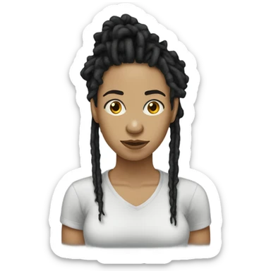 Light skin woman bad hair day black dreads sticker