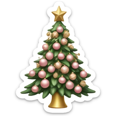 Christmas tree with pale pink and gold ornaments sticker