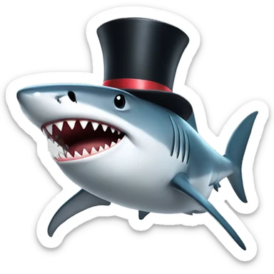 Shark with a top hat sticker