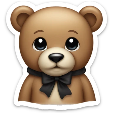 Cute teddy bear with black bow sticker
