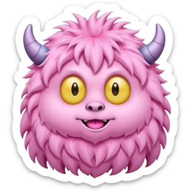pink fluffy kind monster in soft pink, beige and yellow pastel colors sticker