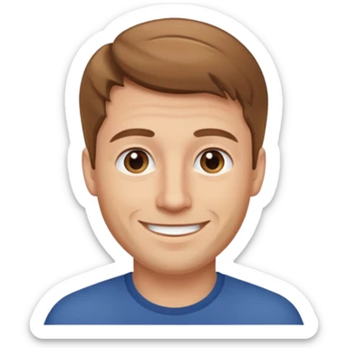 homme cheveux court marron clair sans barbe sourrir sticker