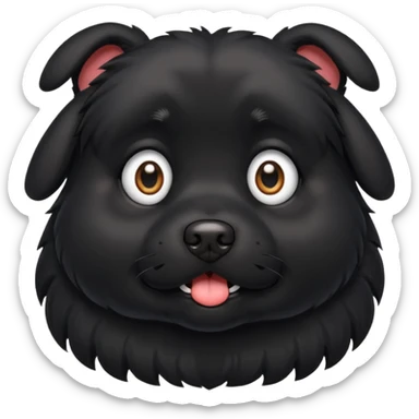 A fat black dog with massive eyes sticker