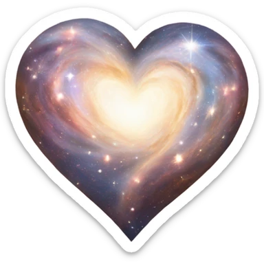 White galaxy heart sticker