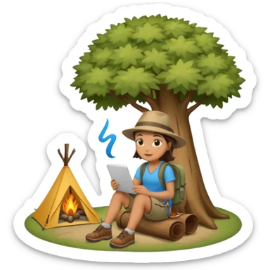 tree camping sticker