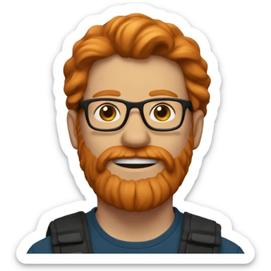 Ronnie Mcnutt, a ginger man with glasses, a beard and long ginger hair. sticker