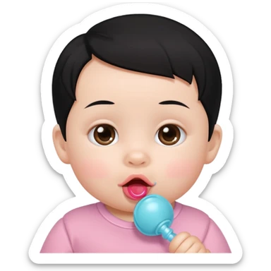 a black hair baby with pacifier sticker