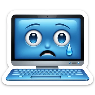 a computer crying, blue tears  sticker