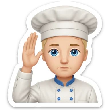 Chef saluting while crying blue eyes sticker