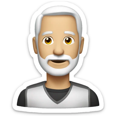 mature man with silver.white buzzed haircut & a goatee sticker