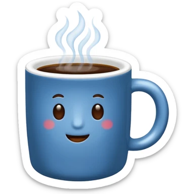 visibly steaming plain blue mug of coffee sticker