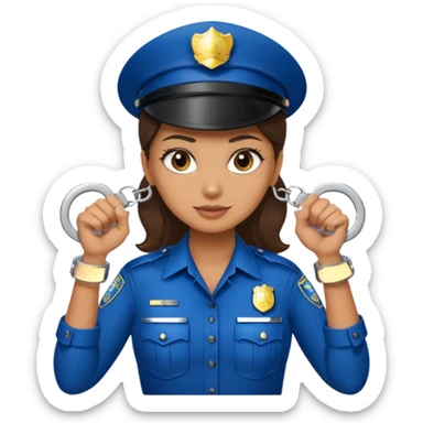 police woman holding hand cuffs sticker