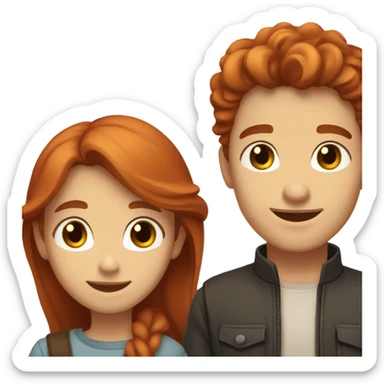 Red Head Girl With Brown Haired Boy Couple  sticker