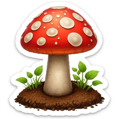 red glowing magic mushroom with dirt sticker