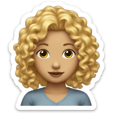 a curly blond har girl sticker