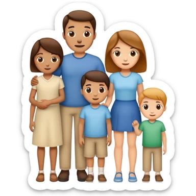 2 parents with three children  sticker