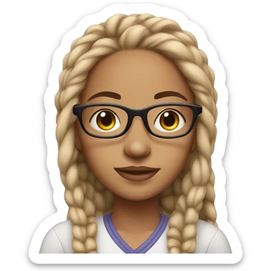 lightskin girl with clear glasses and long braids sticker