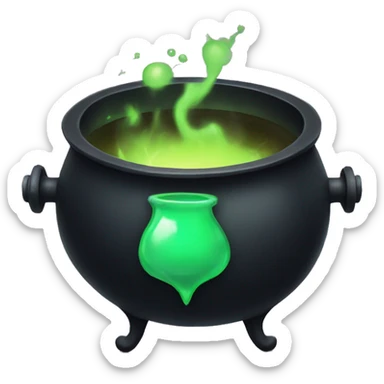 black cauldron with potion sticker