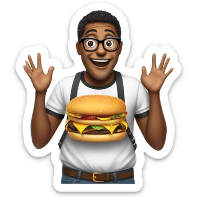 Nerd with a hamburger sticker